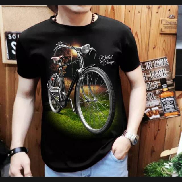 Kaos pria 3d sepeda onthel