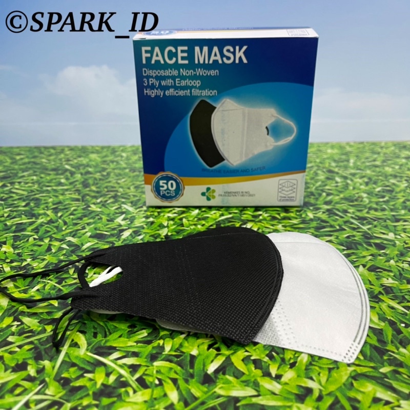 ISI 50 | MASKER DUCKBILL PUTIH HITAM 3 PLY DEWASA ISI 50PC | ADA GARIS | KUALITAS BAGUS | ADA DUS ISI 50 Promo Sen