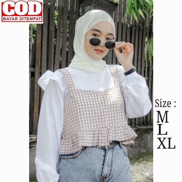 Tartan Tanktop belia 1SET blouse &amp; Tanktop / BISA D PISAH/tanktop hijab halal/atasan terbaru