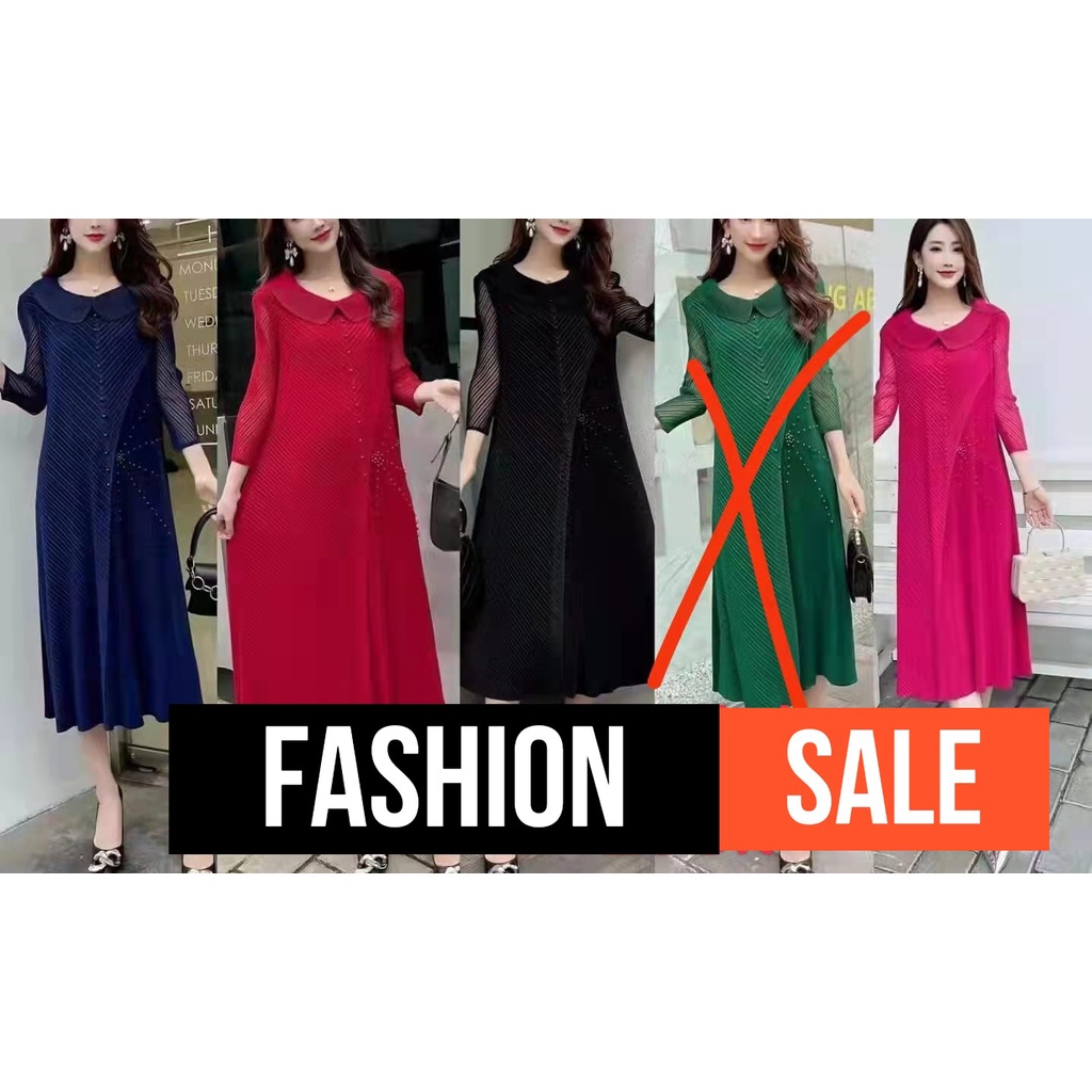 ASH110081 DRESS TUNIK PLISKET MUTIARA IMPORT SUPER PREMIUM FASHION WANITA
