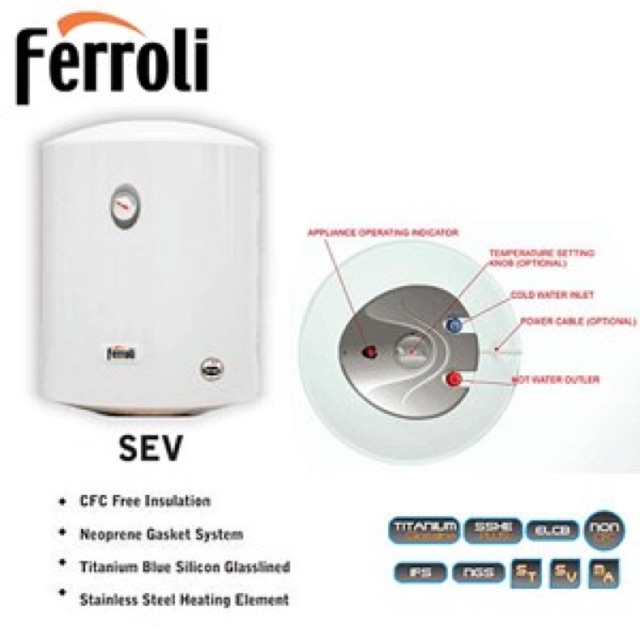 Ferroli SEV 150 Liter Pemanas Air Listrik