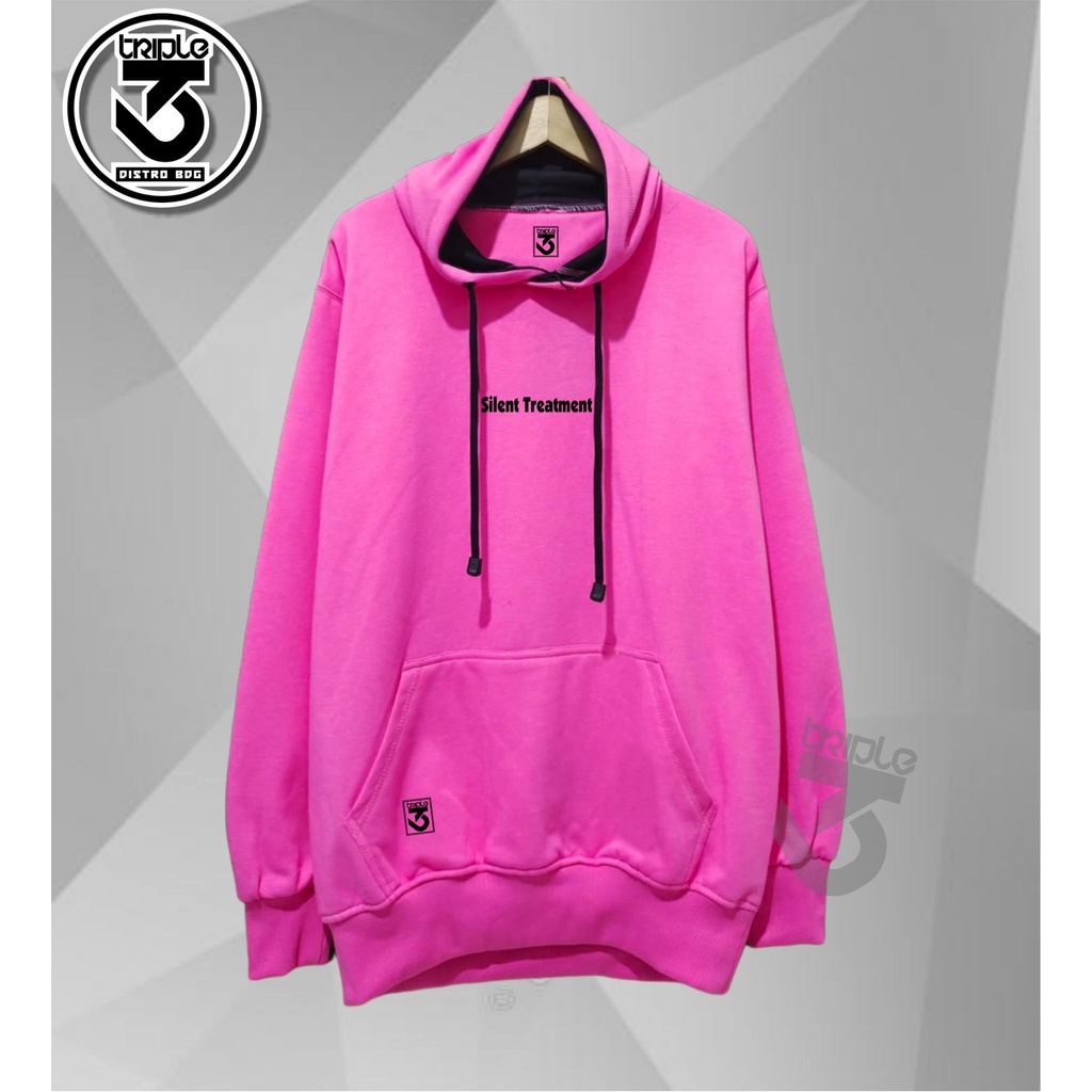 jaket hoodie pria distro keren tebal ori 333distro warna pink panta SILENT TREATMENT hoodie distro