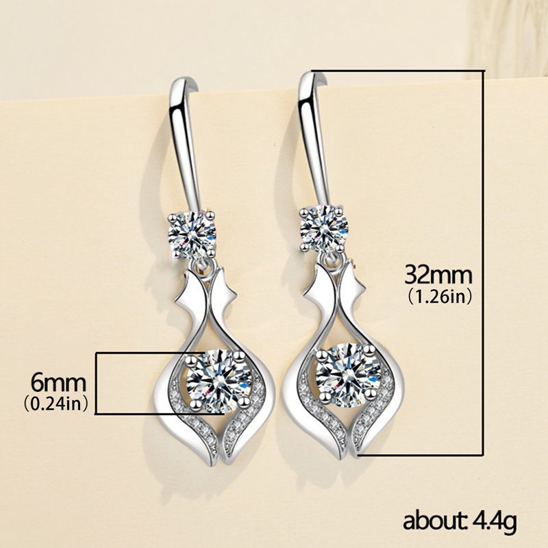 Anting Juntai Cubic Zircon Warna Putih Pink Biru Untuk Wanita