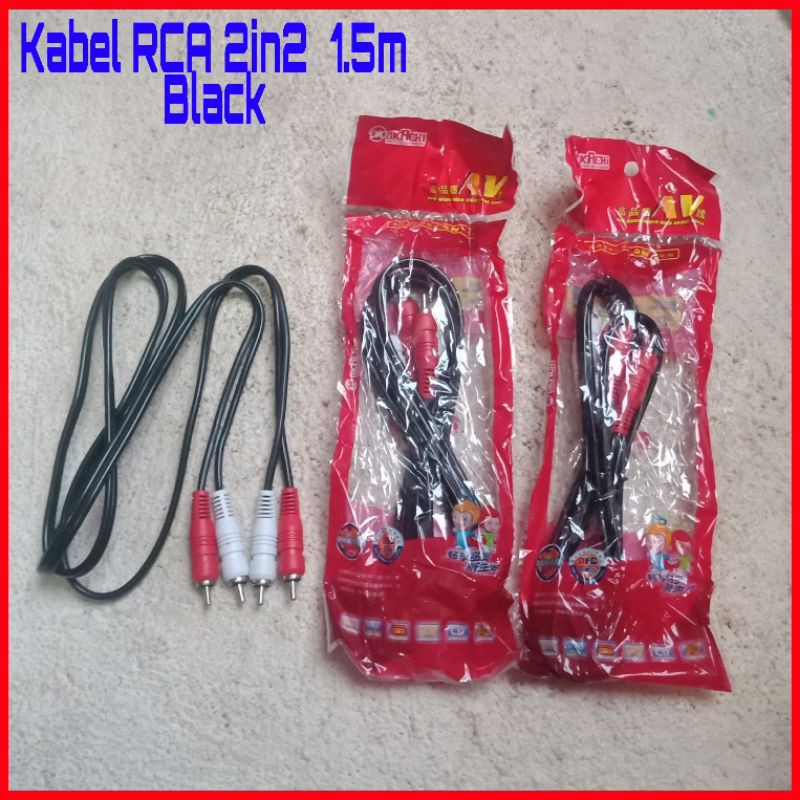 Kabel Jack Audio RCA 2in2 Panjang 1.5m Black