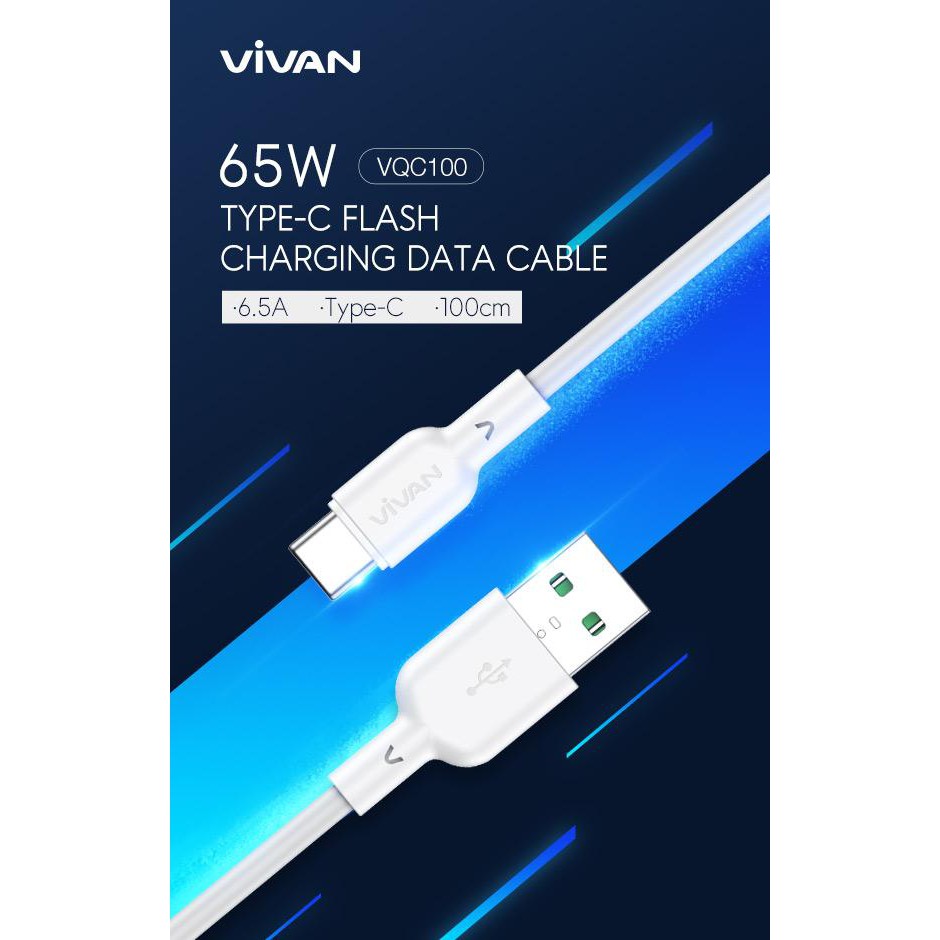 A_   KABEL VIVAN 6.5A VQC100 USB TYPE C FAST CHARGING