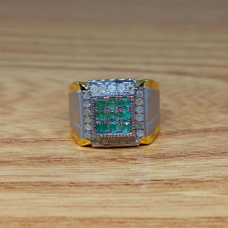 Cincin Pria Keren Berlian Asli Zamrud