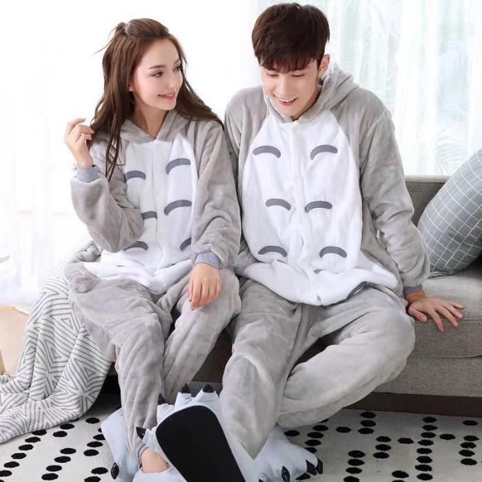 Kostum Kostum Onesie Totoro Kucing Abu Abu Ukuran Dewasa