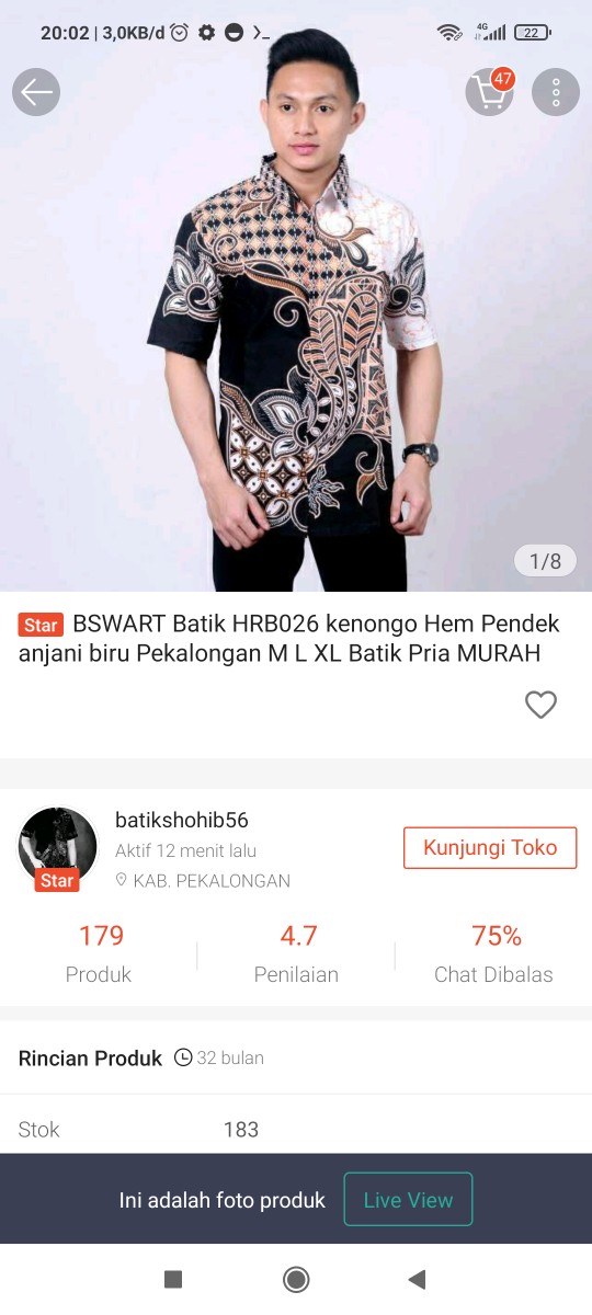 Bswart Batik Hrb026 Kenongo Hem Pendek Anjani Biru Pekalongan M L Xl Batik Pria Murah Modern Grosir