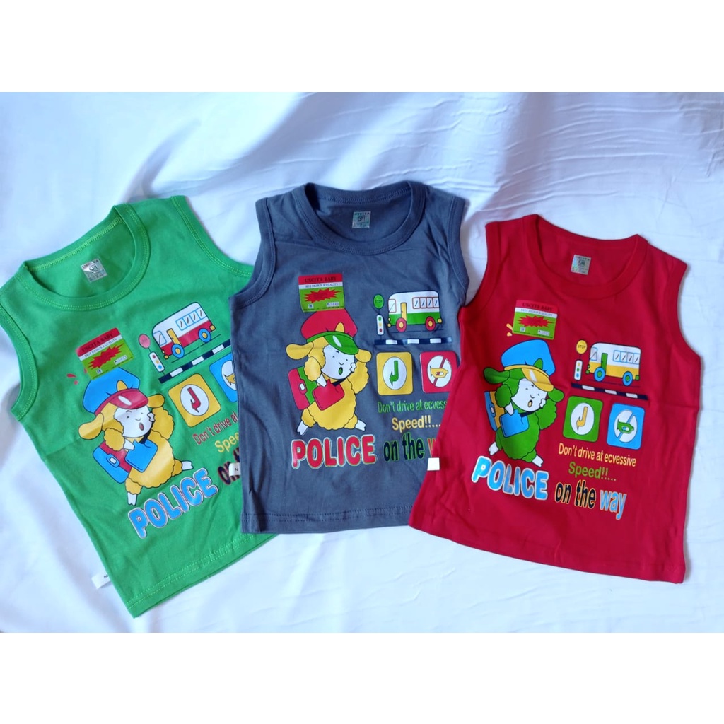 USCITA BABY | ATASAN BAJU SINGLET TANPA LENGAN ANAK KIDS WARNA MOTIF POLICE OTW