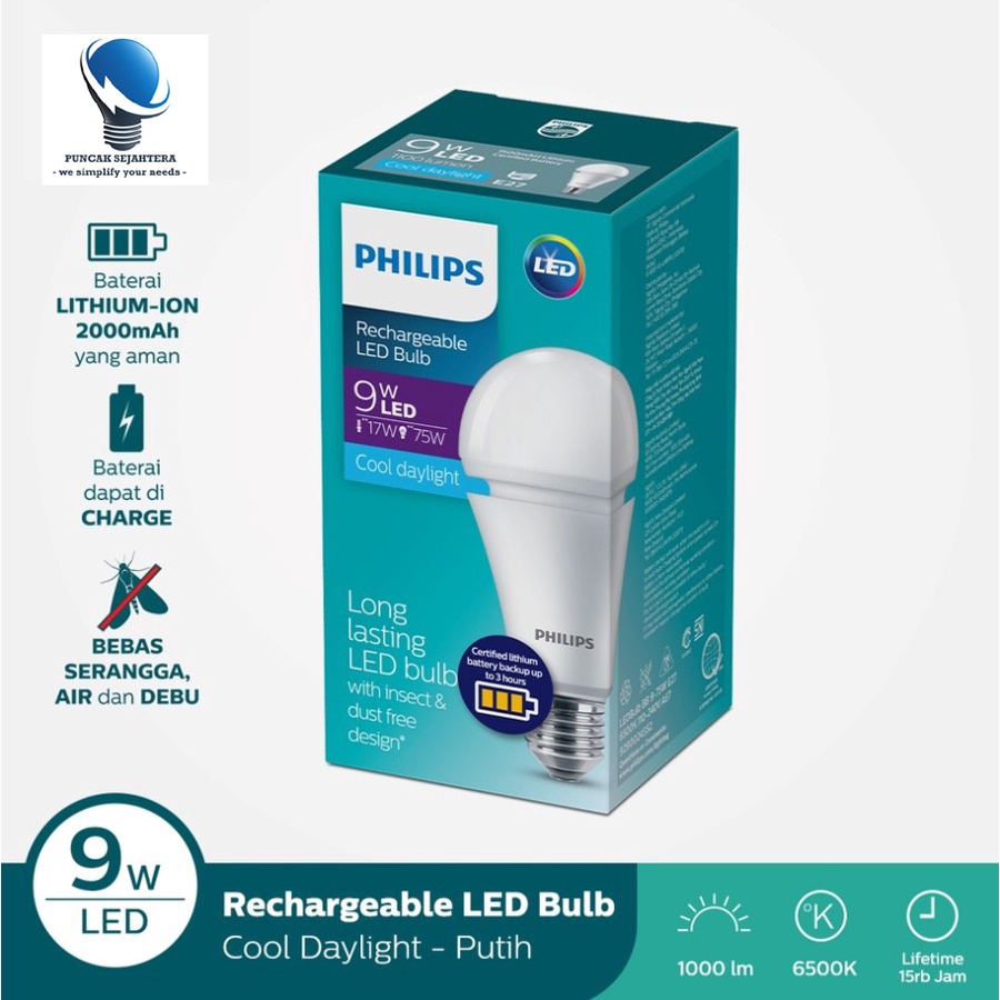 Lampu LED Philips emergency / magic ac dc 9w 9 watt tetap nyala walau mati lampu