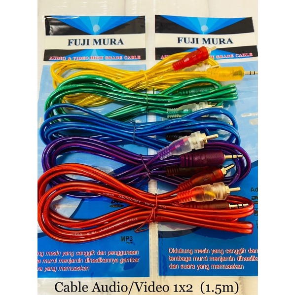 KABEL AUX RCA 2X1 JACK AUDIO 2in1 150CM ORIGINAL FUJI MURA VIBOX