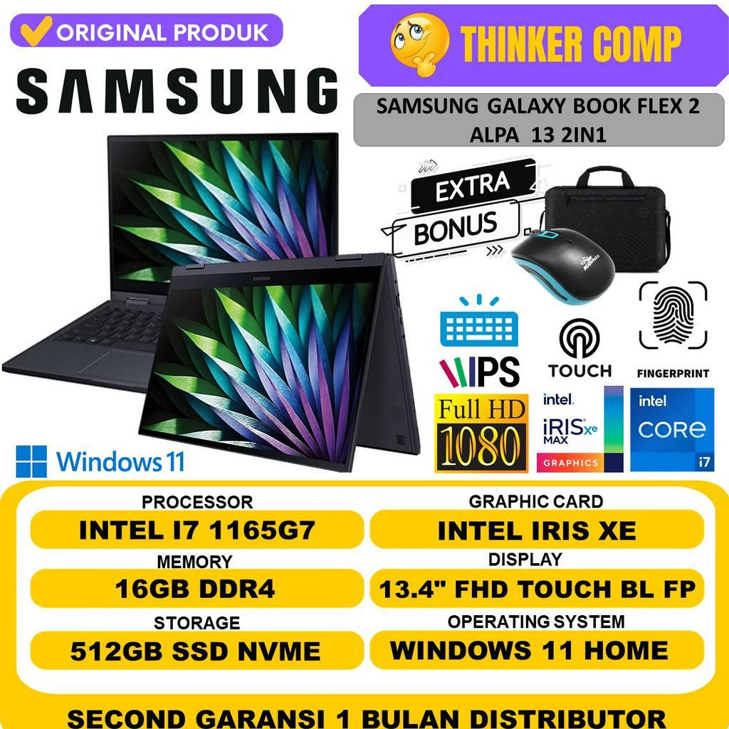 LAPTOP 2in1 SAMSUNG GALAXY BOOK FLEX 2 ALPA i7 1165G7 16GB 512GB IRIS XE FHD TOUCH WINDOWS 11 ORIGINAL