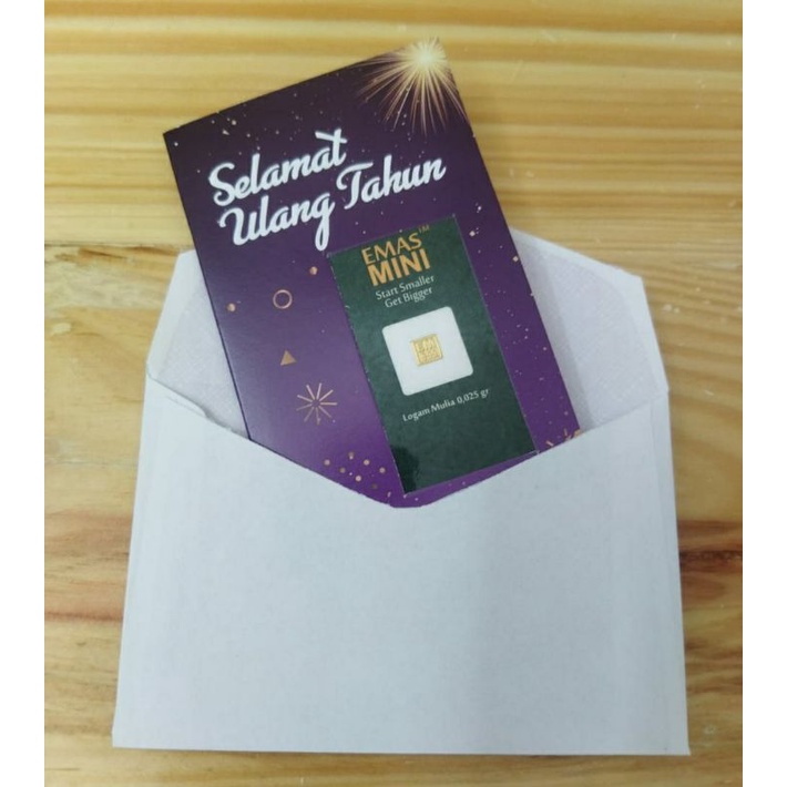Kartu Ucapan Minigold, Eoa gold, emas mini, salam gold + gratis Amplop putih-Selamat ulang tahun