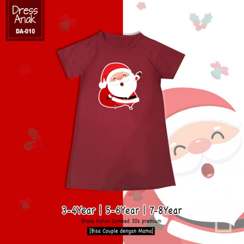 DRESS ANAK EDISI NATAL/DRESS ANAK PEREMPIAN MOTIF NATAL