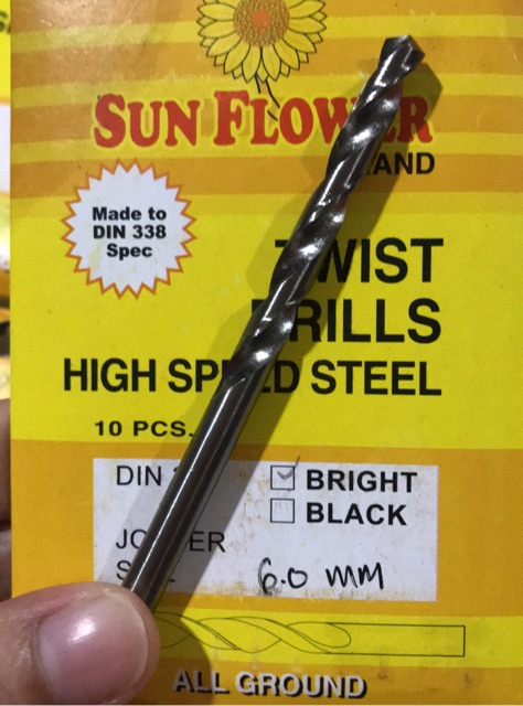 Mata Bor Besi SUN FLOWER 6mm - Hss Twist Drill Bit 6mm Bunga (1 pcs)