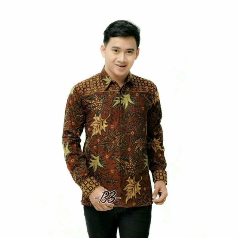 Batik pria / BajuBatikpria / Kemejabatiklenganpanjang size m l xl Atasan batik seragam terlaris