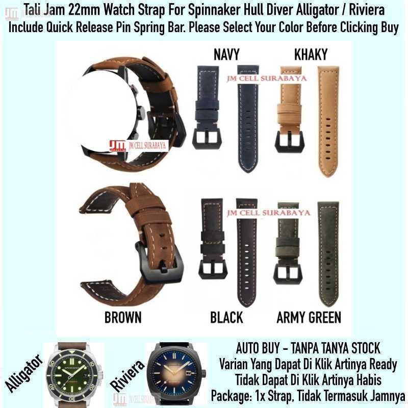 Tali Jam 22mm Watch Strap Spinnaker Hull Diver Alligator / Riviera - Crazy Horse Leather Kulit