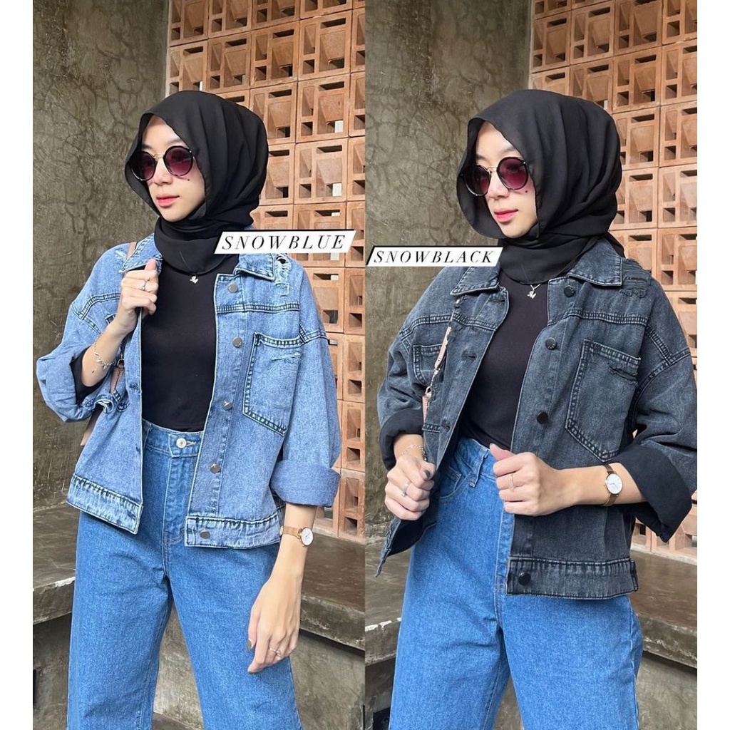 Jaket Jeans Ripped Jumbo Bigsize PRIA WANITA/Jaket Jeans  Snow Oversize  Unisex [ld120,130,140]