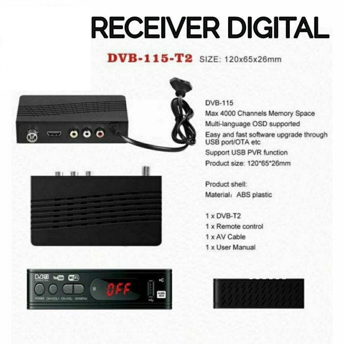 Receiver TV Digital Penangkap TV Digital Satellite TV Tuner Box Receiver 1080P DVB-T2 - DZ084