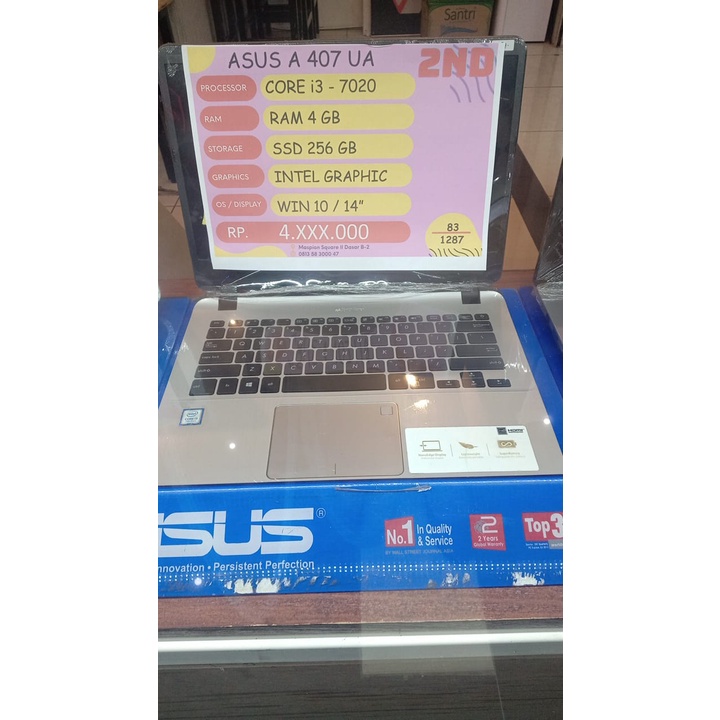 ASUS A407UA CORE I3-7020 RAM 4GB SSD 256GB