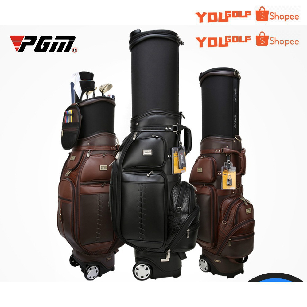 【YOU GOLF】PGMDengan Pulley PU Kulit hang kong bao Tas Golf Multi-Fungsi Skala Tas golf bag