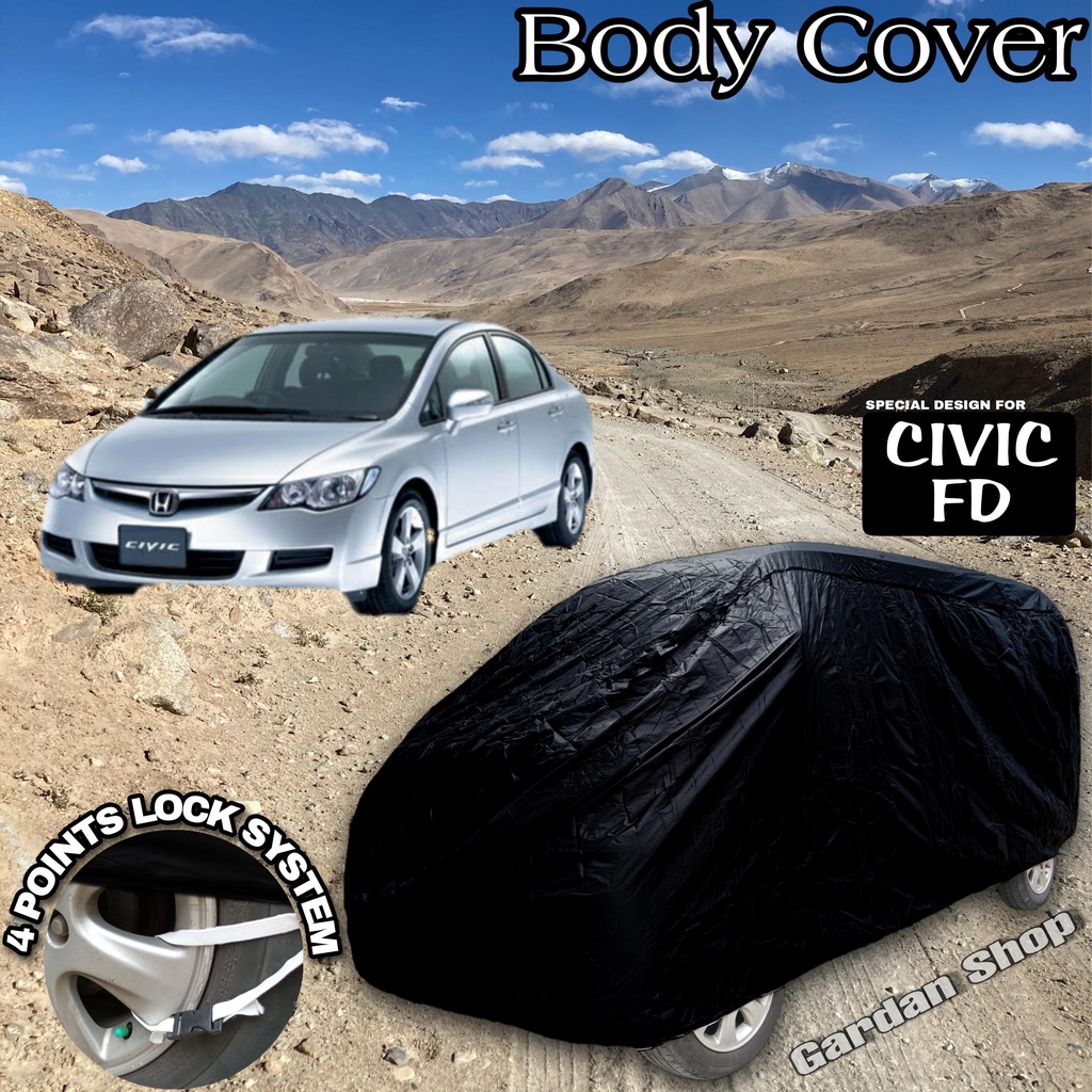 Sarung Mobil CIVIC FD Hitam POLOS Body Cover Civic Fd Full Black