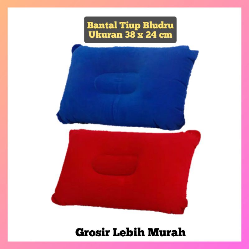 Bantal angin tiup vinyl bludru travel pillow