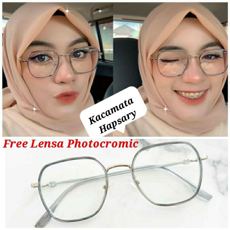 FRAME KACAMATA WANITA KOTAK ( FREE LENSA PHOTOCROMIC ) KACAMATA MINUS | KACAMATA ANTI RADIASI