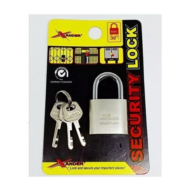 Gembok 30mm Pendek - Xander Security Lock 3 Key