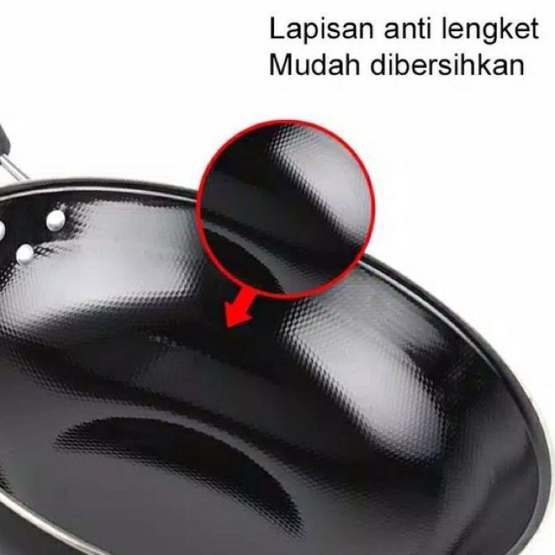 Gotama Wajan Teflon Enamel Tahan Api Dan Tidak Lengket Penggorengan Kuali Kompor Induksi Guping-Kuping