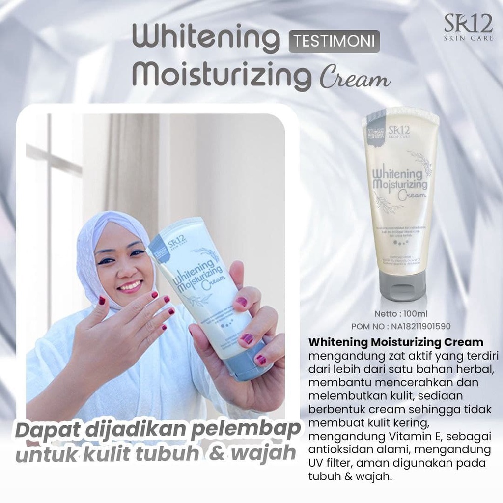 Whitening Moisturizing Cream SR12 Pelembab Pemutih Wajah Badan Bpom Lightening Anti Aging Original