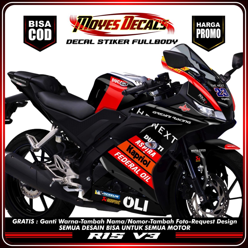 Decal R15 V3 Full body Motif Black Series Rider GP