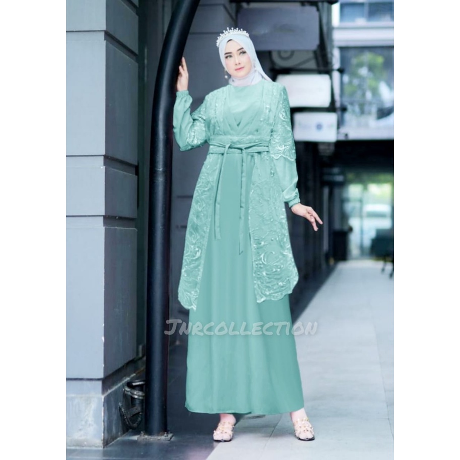 Gamis Remaja AREESHA Terbaru 2022 Gamis Kondangan Wanita Gamis  Seragam Size M L XL XXL Dress Kondangan Gamis Brukat Blezer Gamis 2in1 Gamis Outer