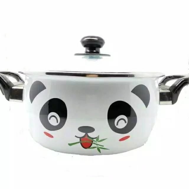 Maspion Panci Enamel Hello Panda 24cm Tutup Kaca