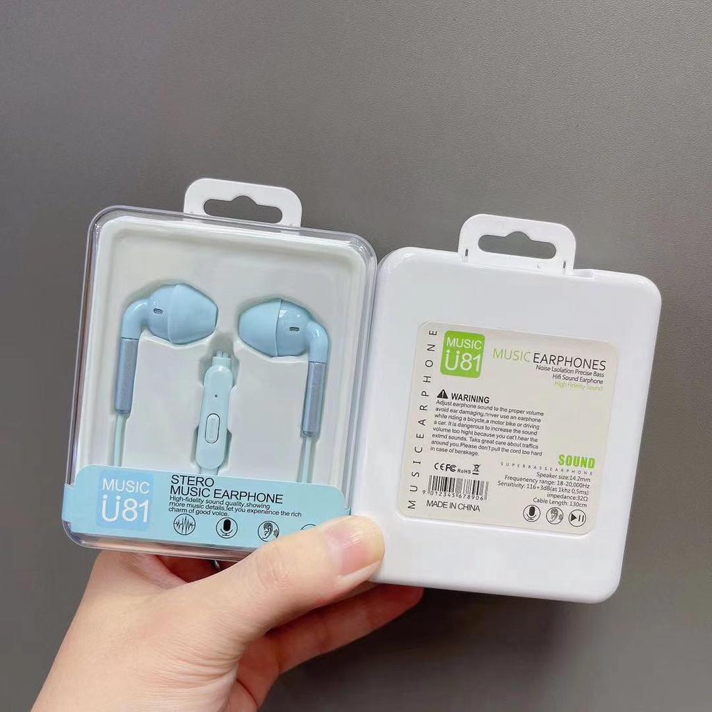 Earphone Headset Macaron Stereo In Ear Noise canceling