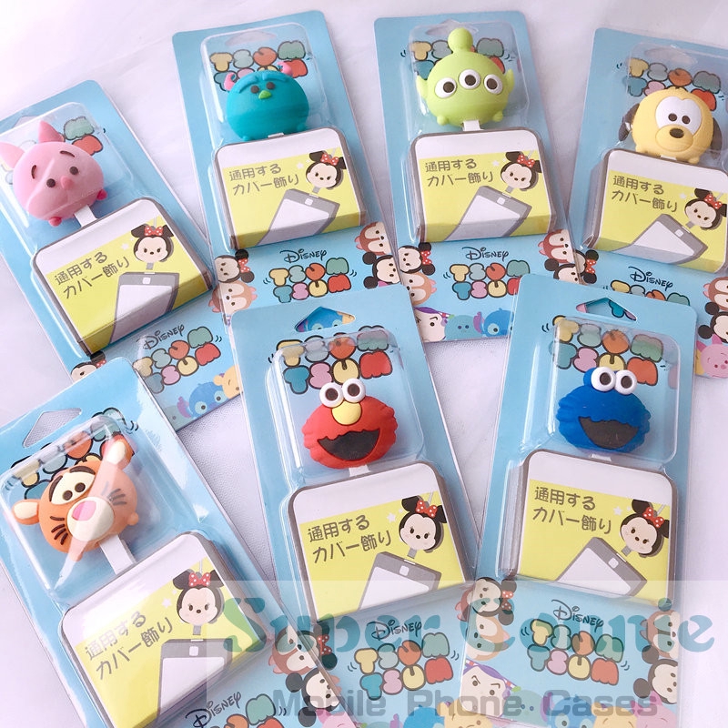 1pc Pelindung Kepala Kabel Datacharger Usb Model Kartun Beruangelmo Untuk Iphoneandroid