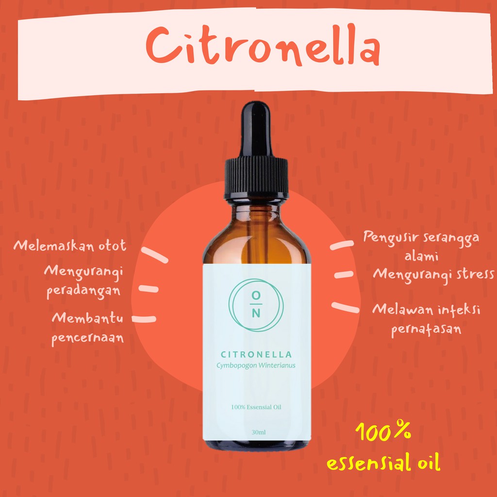 Pure Citronela Citronella Essential Oil 5 - 30ml Minyak Atsiri Esensial Serai Sereh Wangi Murni Asli