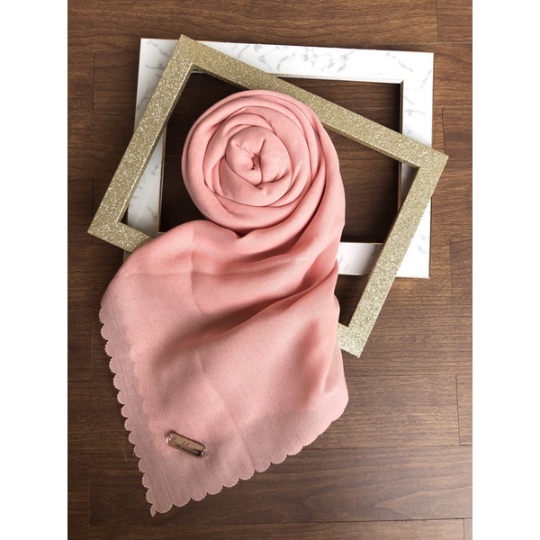 Part 1 Voal Arabian Jilbab Polos Sahara Hijab Segiempat-Peachy