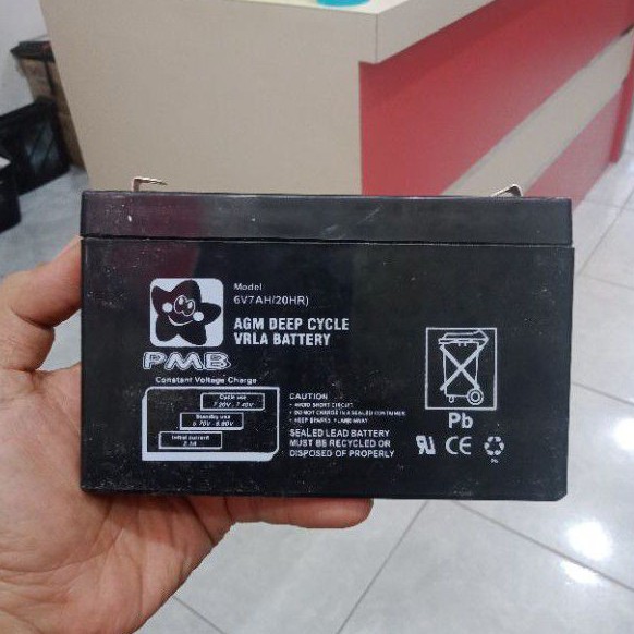 BATERAI MOBIL AKI PMB ORIGINAL 6V7AH/20HR BATTERY AKI CASAN