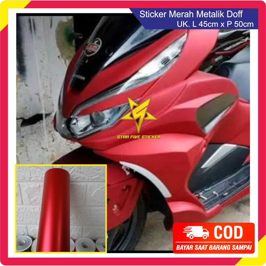 Sticker Skotlet Body Motor Stiker Warna Merah Satin Doff Metalik Chrome