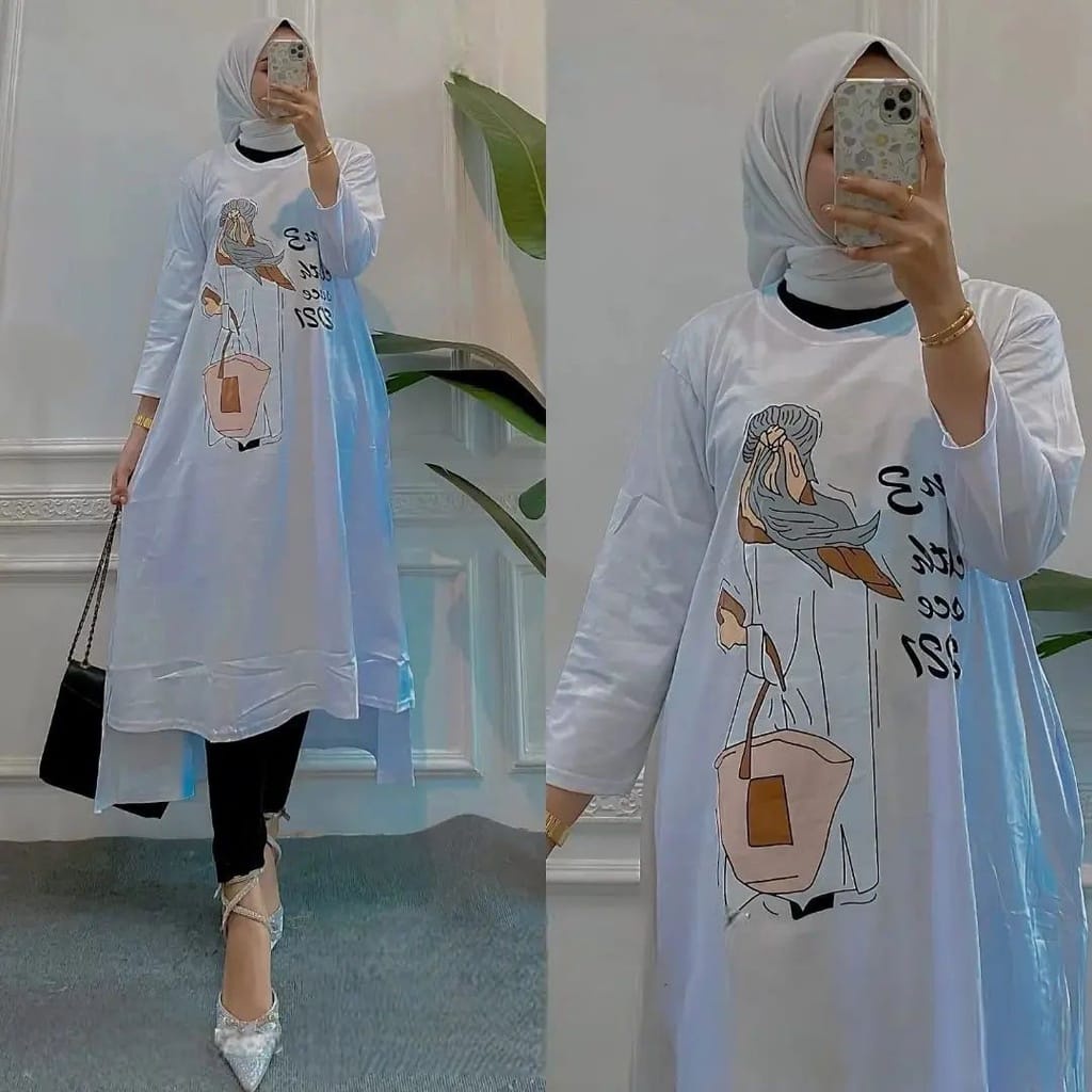 Soraya Midi Dress Korea Long Dress Muslim Baju Wanita Jumbo Ootd Kekinian Baju Remaja Perempuan Matt Combad Aplikasi Sablon