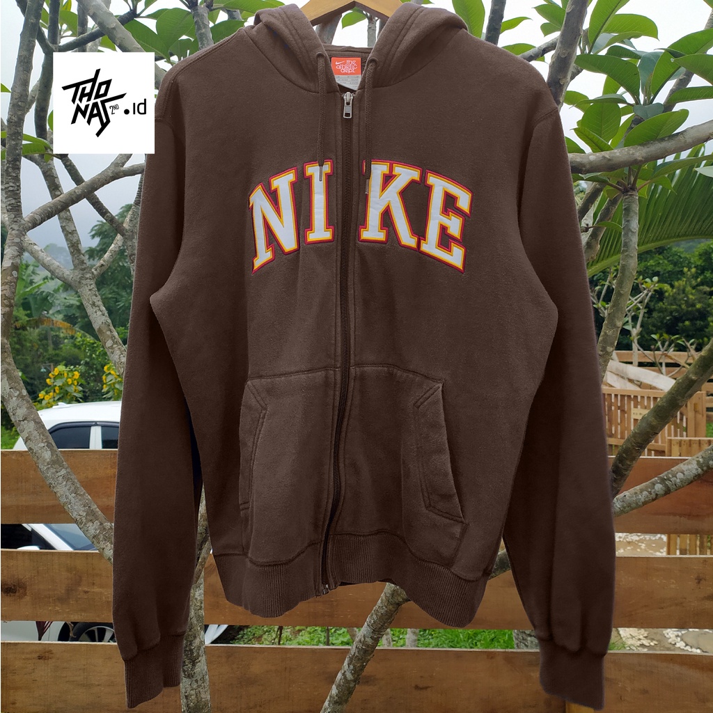 Hoodie Rare Vintage Brown Nike Spell out reflective logo size M