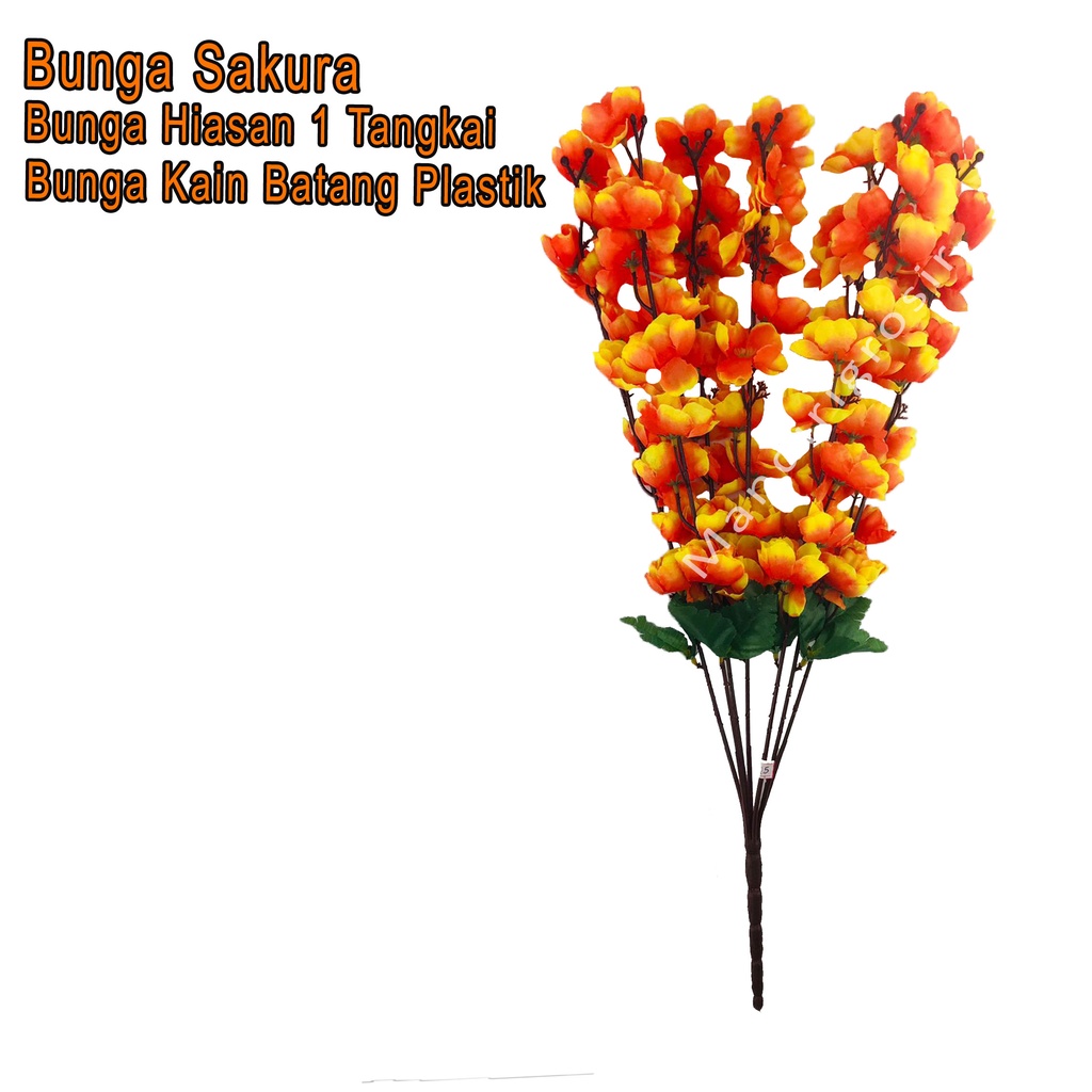 Bunga Hiasan *Bunga Sakura * Bunga Kain Batang Plastik *1 Tangkai