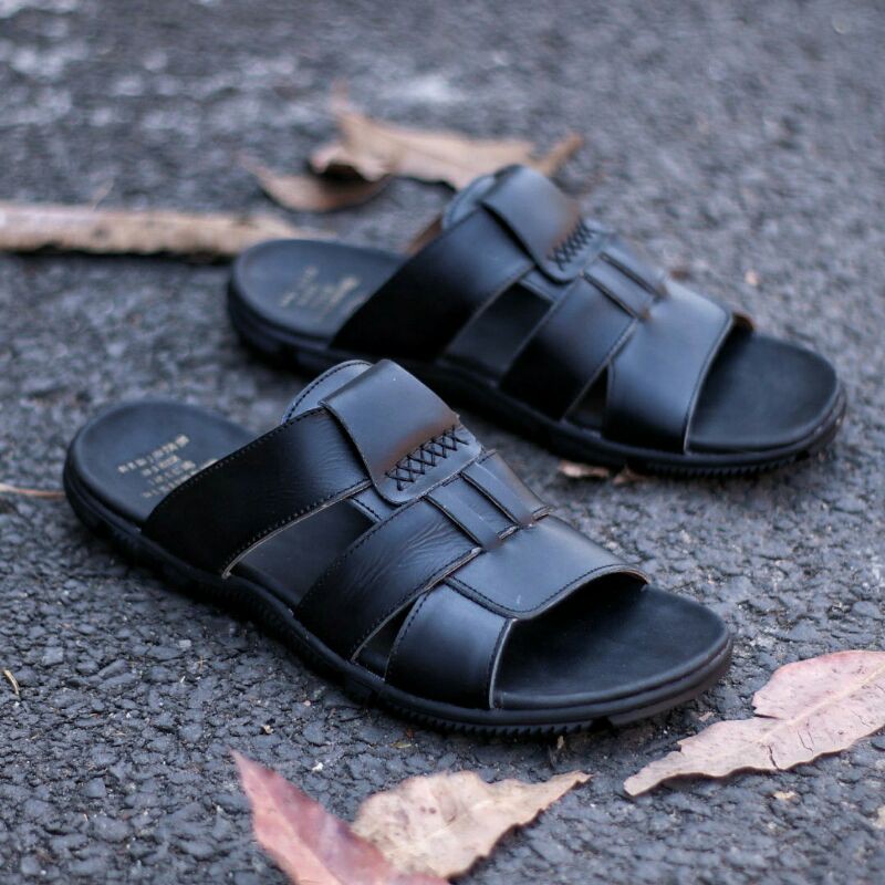 SANDAL KULIT PRIA 05 CEVANY BLACK BROWN TAN KULIT SAPI ASLI ORIGINAL HANDMADE BANDUNG KASUAL SANTAI