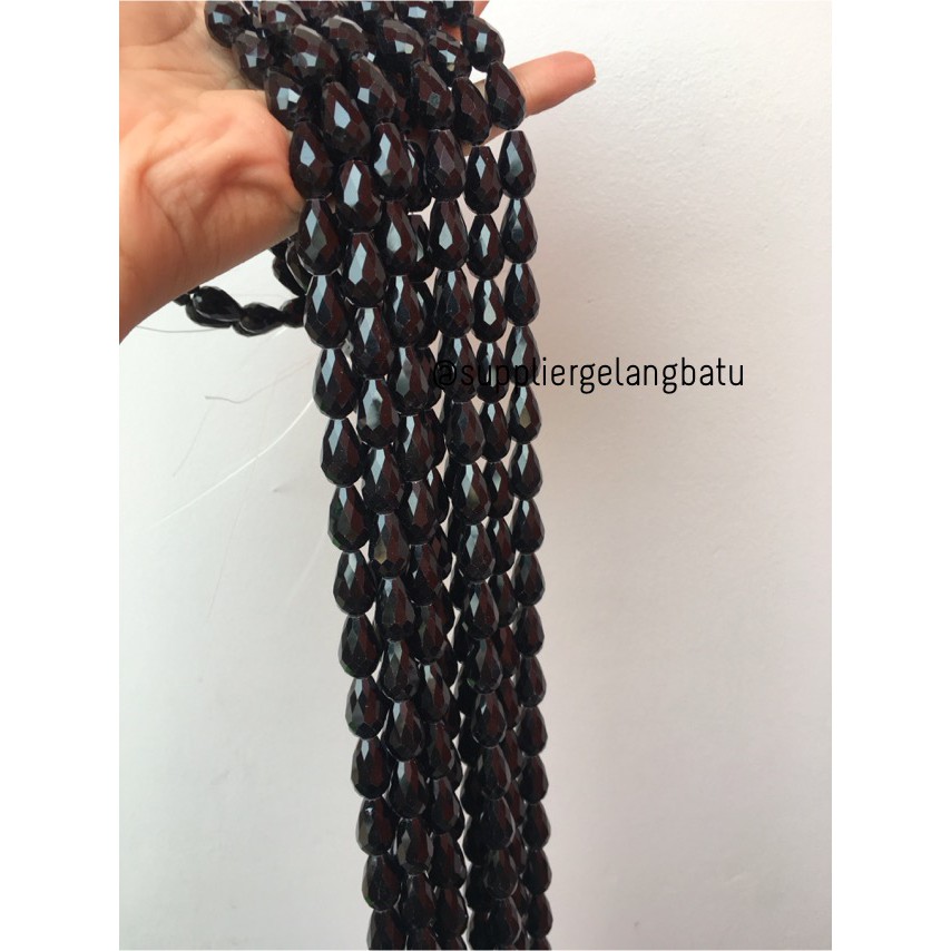 kristal Tetes ceko 15mm x 10mm BLACK DOPP bahan gelang kalung hitam aksesoris bahan craft fashion