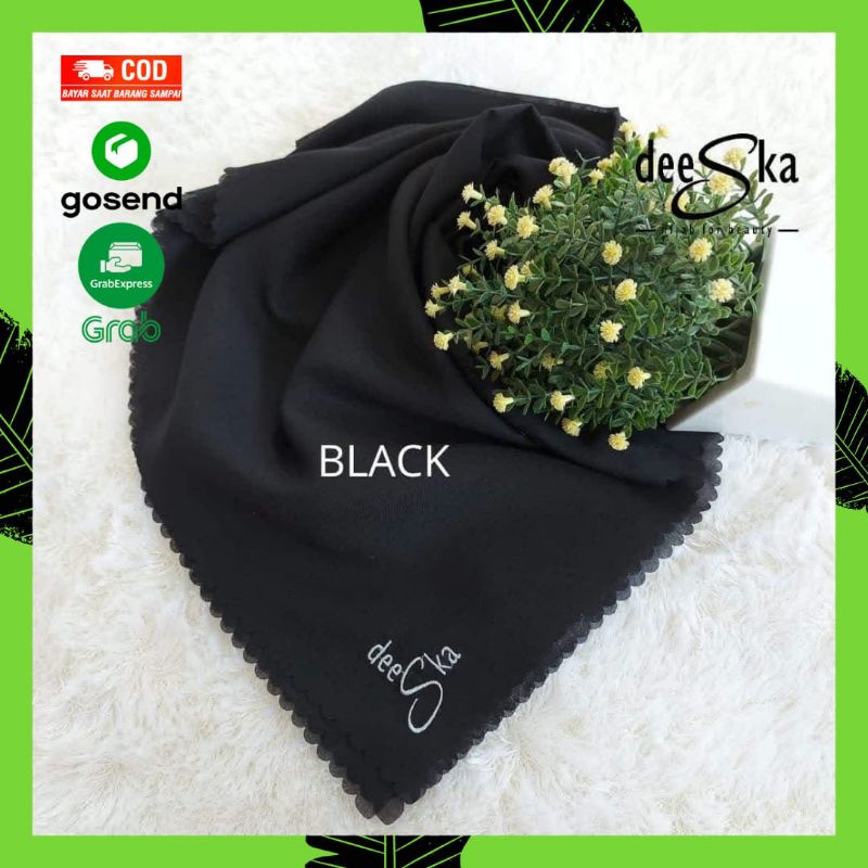 Kerudung Hijab Jilaba Deeska Deska Polos Plain Liza Hitam Voal Ultrafine Segi Empat Original