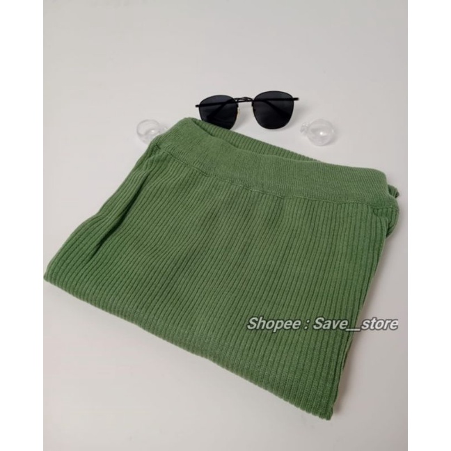 Rok Span Rajut • Rok Rajut Premium • Rok Span Rajut Knitted • Rok Rajut Knitted-Mint/Matcha