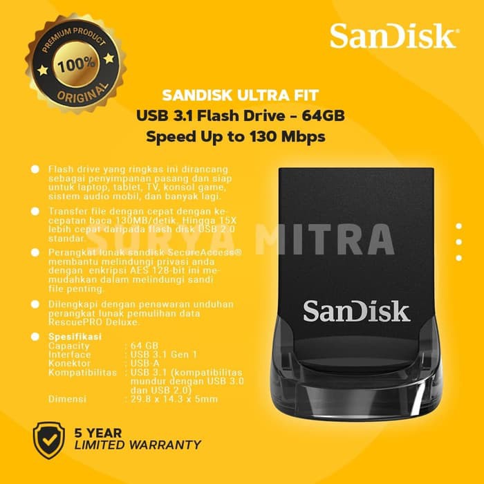 Flashdisk Sandisk Ultra Fit CZ430 64GB 3.0