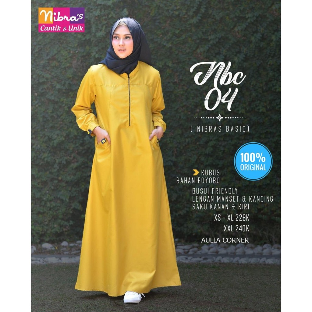 Gamis Wanita Abu Abu Gamis Nibras NBC 04 Kubus Pink ORIGINAL Model Kekinian
