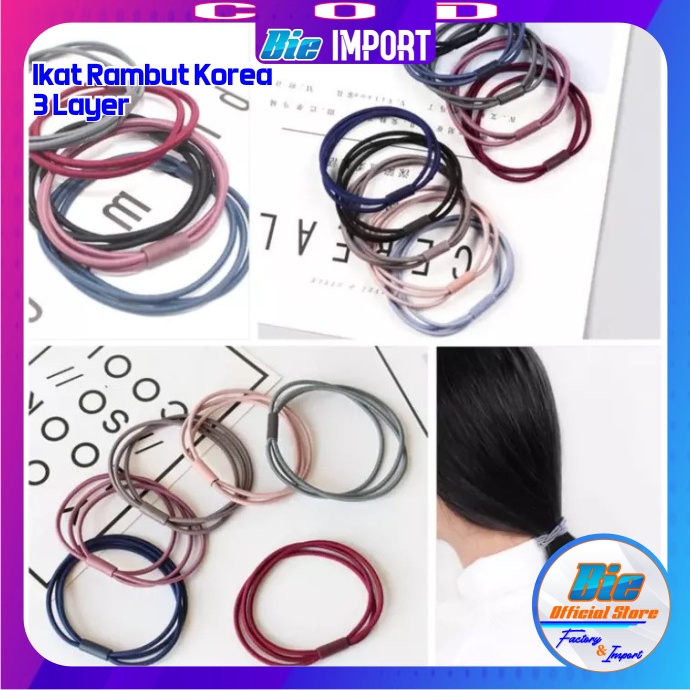 Ikat Rambut Korea 3 Layer Korea Style Impor / Kunciran rambut Korea